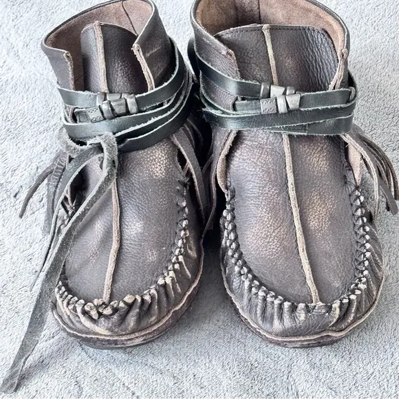 Free People Eastwood Moccasin Leather with Leather Wrap Striped Size EU 38 US 8