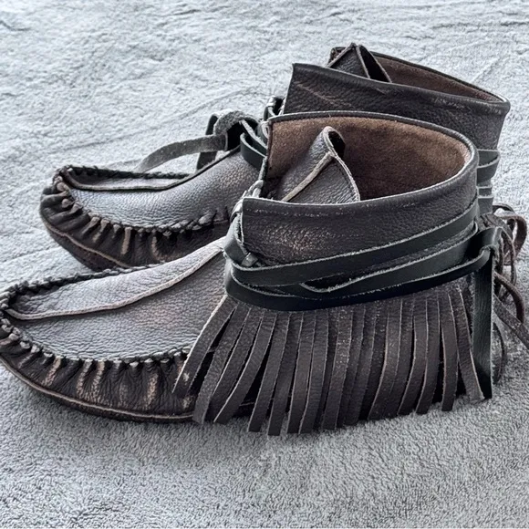 Free People Eastwood Moccasin Leather with Leather Wrap Striped Size EU 38 US 8