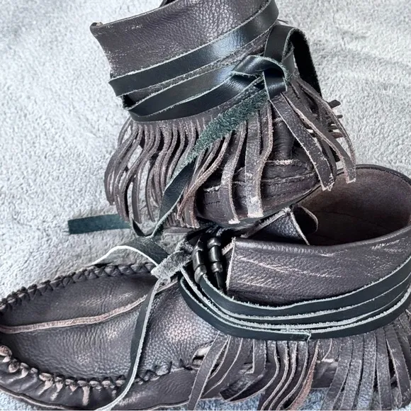 Free People Eastwood Moccasin Leather with Leather Wrap Striped Size EU 38 US 8