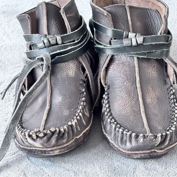 Free People Eastwood Moccasin Leather with Leather Wrap Striped Size EU 38 US 8