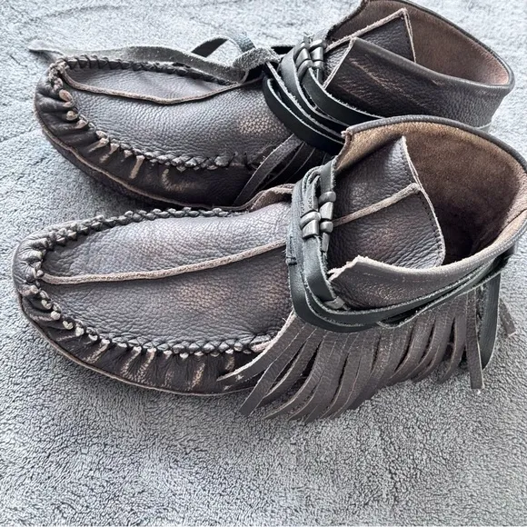 Free People Eastwood Moccasin Leather with Leather Wrap Striped Size EU 38 US 8