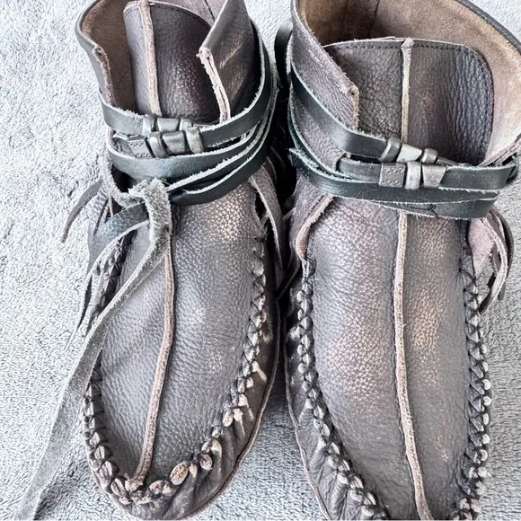 Free People Eastwood Moccasin Leather with Leather Wrap Striped Size EU 38 US 8
