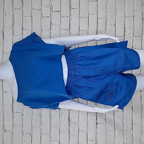 Free People Intimately Perfect Pima Cotton Boxer &amp; Cropped Top Set Cobalt - NWT