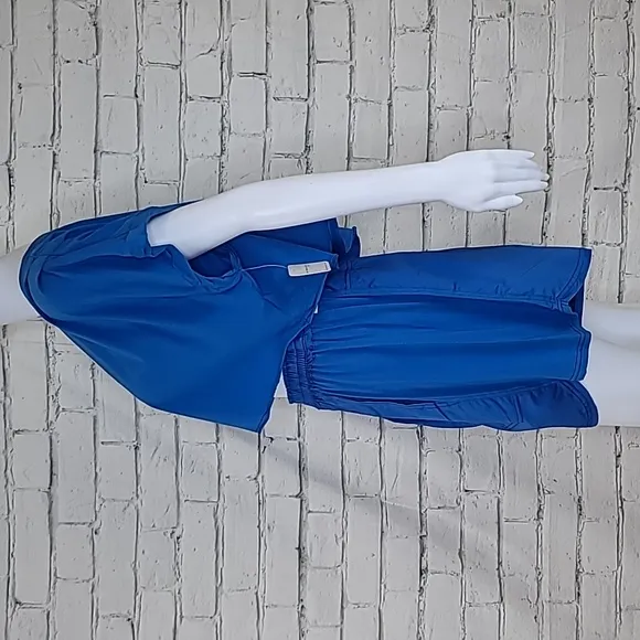Free People Intimately Perfect Pima Cotton Boxer &amp; Cropped Top Set Cobalt - NWT