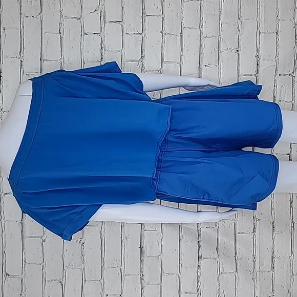 Free People Intimately Perfect Pima Cotton Boxer &amp; Cropped Top Set Cobalt - NWT