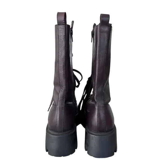 Free People Jones Lug Sole Lace Up Boots Burgundy Size 7 NWOT