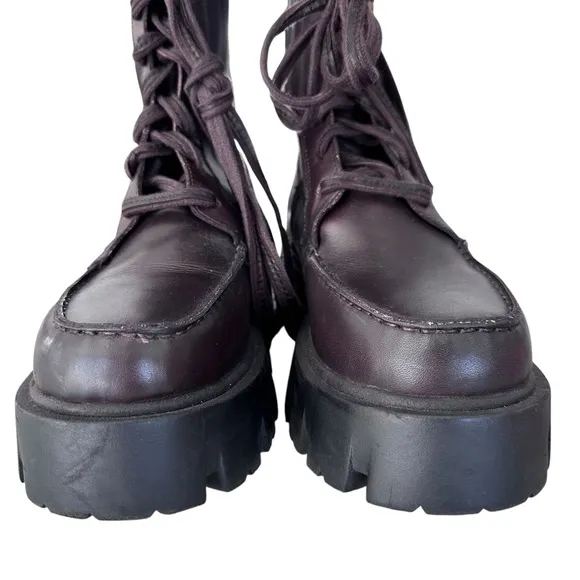 Free People Jones Lug Sole Lace Up Boots Burgundy Size 7 NWOT