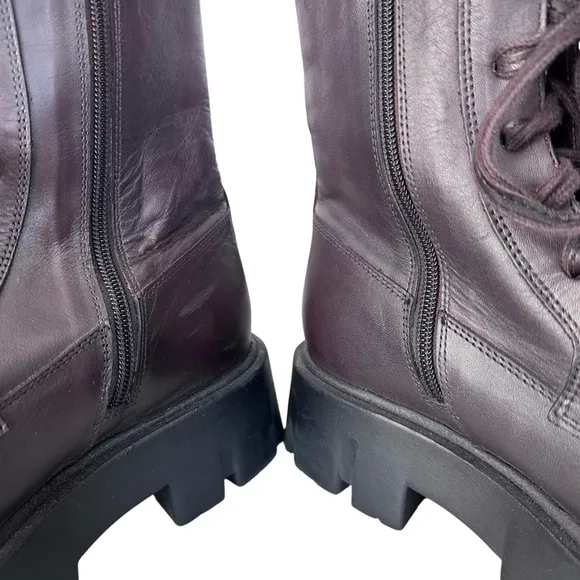 Free People Jones Lug Sole Lace Up Boots Burgundy Size 7 NWOT