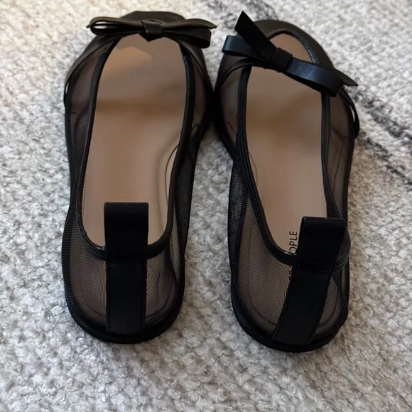 🏷️🏷️Free People Mania Mesh bow black flats 8.5 NWT