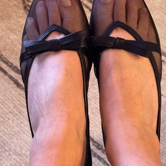 🏷️🏷️Free People Mania Mesh bow black flats 8.5 NWT