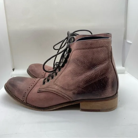 Free People Maroon Lace Up Combat Boot
