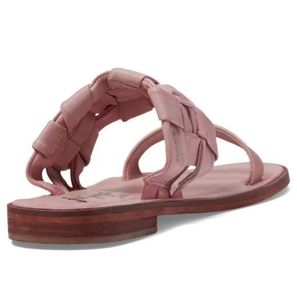 FREE PEOPLE Sandals River Pink Woven Leather Flats Sz 37