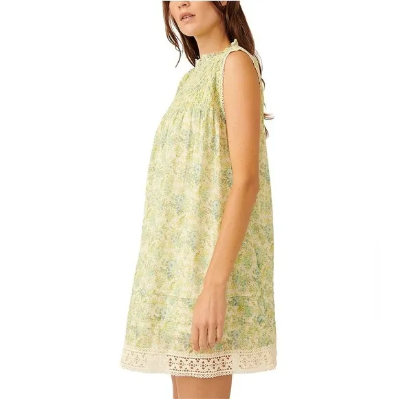 Free People Shea Printed Floral Mini Dress Tunic NWT