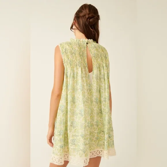 Free People Shea Printed Floral Mini Dress Tunic NWT