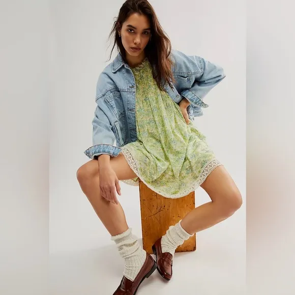 Free People Shea Printed Floral Mini Dress Tunic NWT