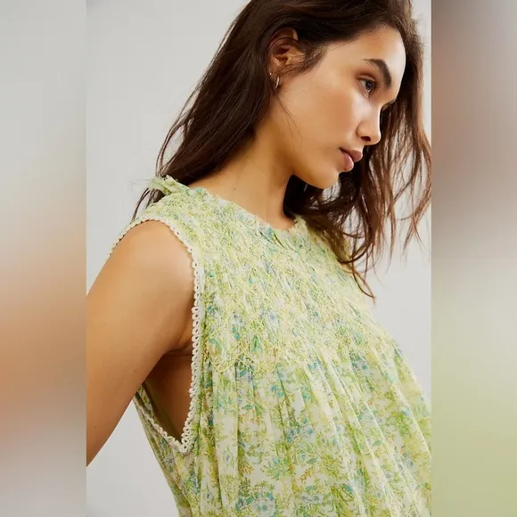 Free People Shea Printed Floral Mini Dress Tunic NWT