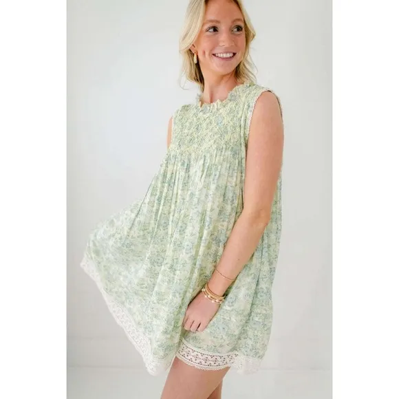 Free People Shea Printed Floral Mini Dress Tunic NWT