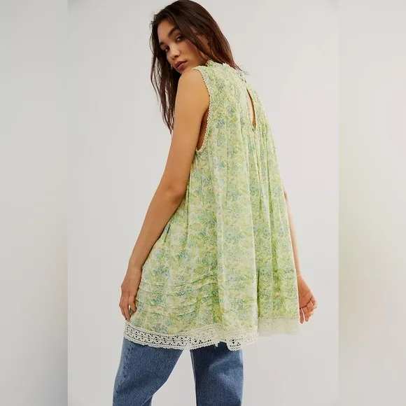 Free People Shea Printed Floral Mini Dress Tunic NWT