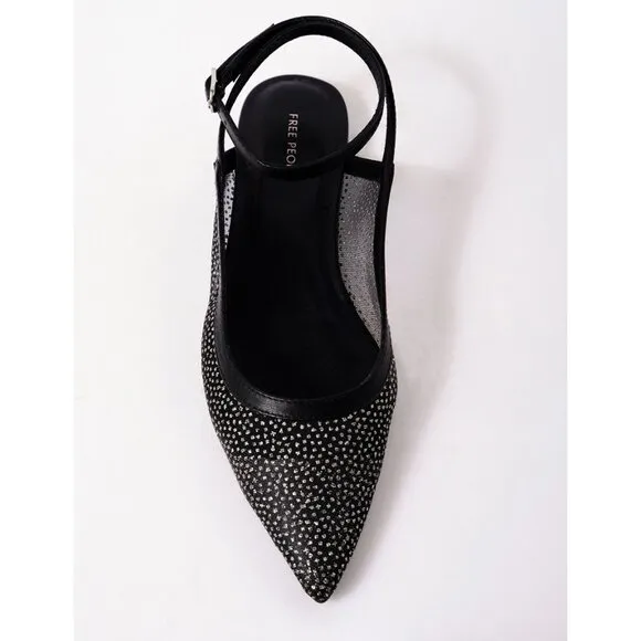 FREE PEOPLE Sheer Glitter Jules Flats / Black