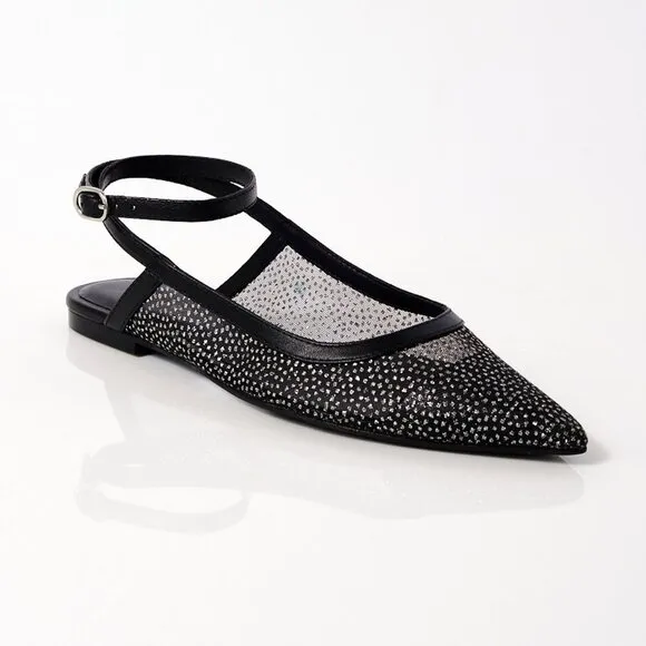 FREE PEOPLE Sheer Glitter Jules Flats / Black