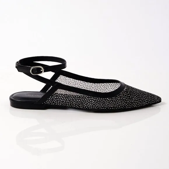FREE PEOPLE Sheer Glitter Jules Flats / Black