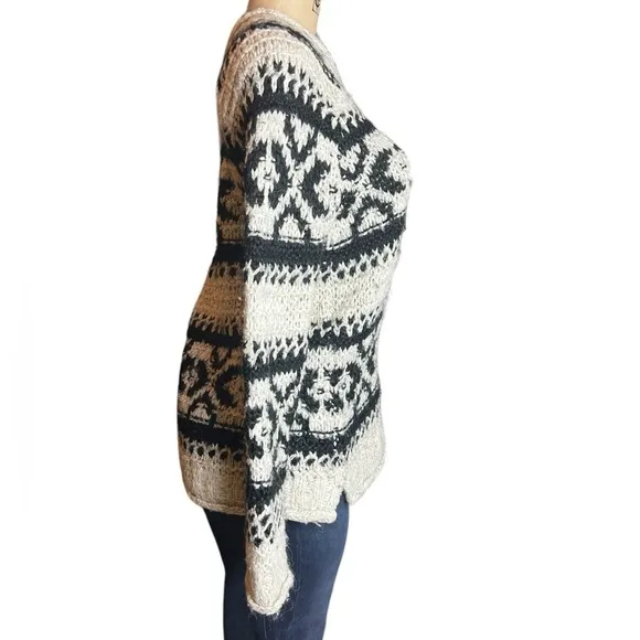 Free People Silver Reed Fair Isle Wool Blend Oversized Sweater Size Small​​​​