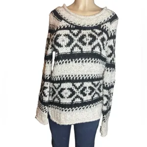 Free People Silver Reed Fair Isle Wool Blend Oversized Sweater Size Small​​​​
