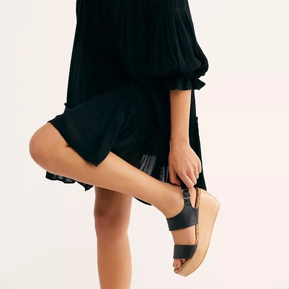 Free People Sydney Brown Vegan Flatform Sandals