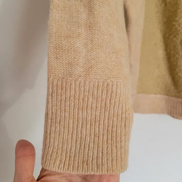 Free People Tabbard Pullover Long Sleeve Wool Knit Sweater Tan Cream Size XS