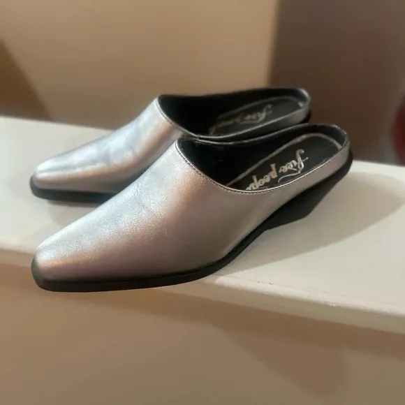 Free People Tallulah Western Wedges Women Slip-on Pewter  Color. Size 37.5 /7.5.