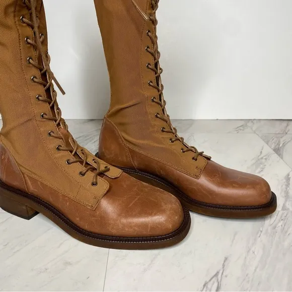 Free People Trickum Brown Lace Up Tall Boot 39