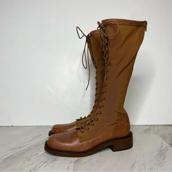 Free People Trickum Brown Lace Up Tall Boot 39