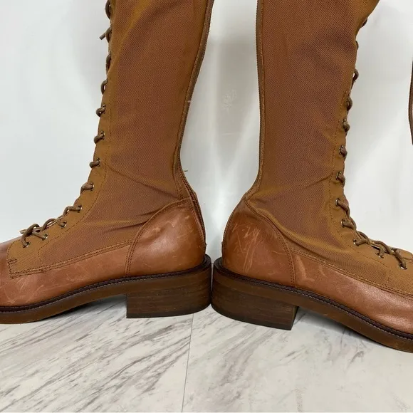 Free People Trickum Brown Lace Up Tall Boot 39