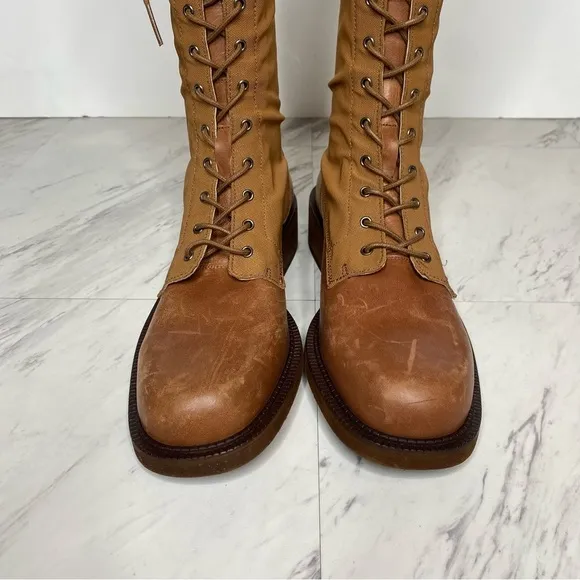 Free People Trickum Brown Lace Up Tall Boot 39