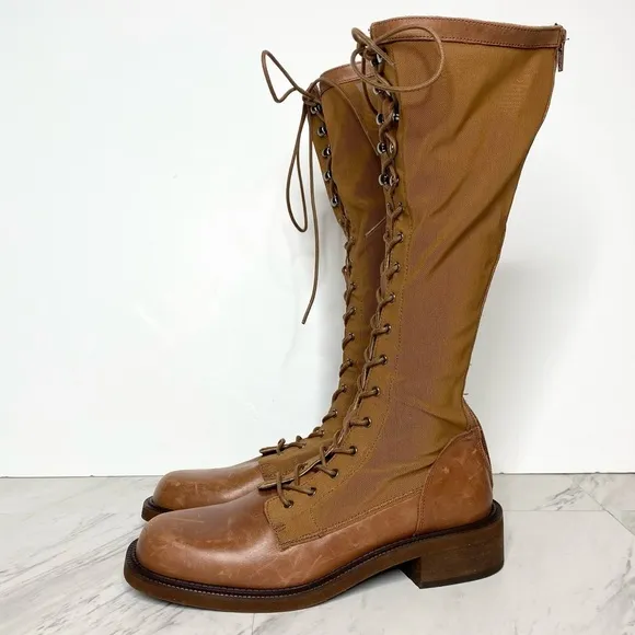 Free People Trickum Brown Lace Up Tall Boot 39