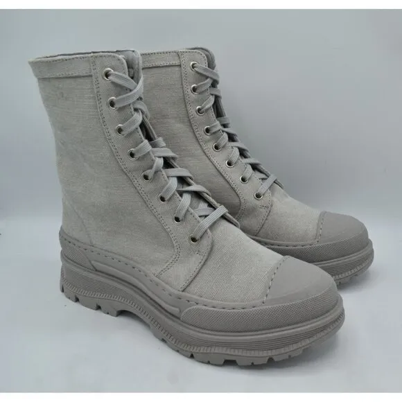 Free People Womens Size EU 37 US 6.5 Camp Out Dove Grey Canvas Combat Boots
