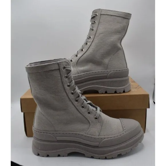 Free People Womens Size EU 37 US 6.5 Camp Out Dove Grey Canvas Combat Boots