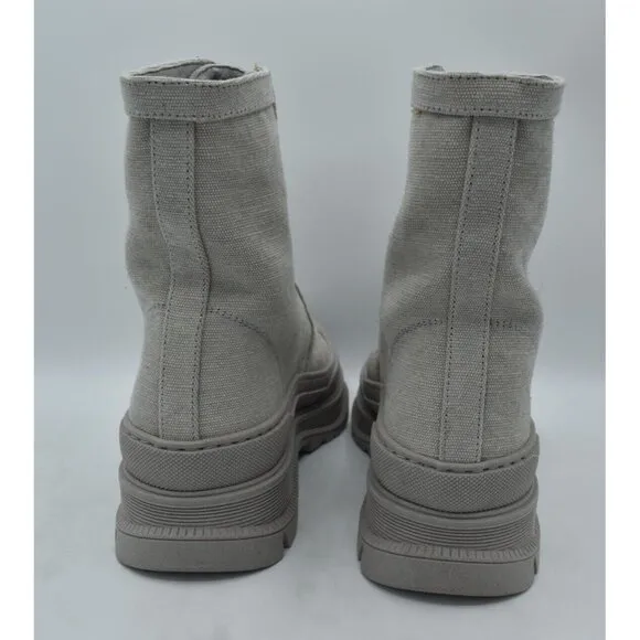Free People Womens Size EU 37 US 6.5 Camp Out Dove Grey Canvas Combat Boots