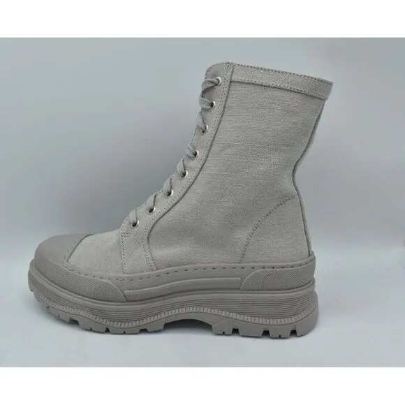 Free People Womens Size EU 37 US 6.5 Camp Out Dove Grey Canvas Combat Boots