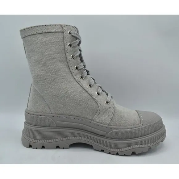 Free People Womens Size EU 37 US 6.5 Camp Out Dove Grey Canvas Combat Boots