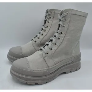 Free People Womens Size EU 37 US 6.5 Camp Out Dove Grey Canvas Combat Boots