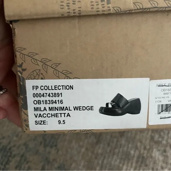 Free People Mila Minimal Leather Wedge Platform Sandal In Vacchetta Size 9.5 NIB