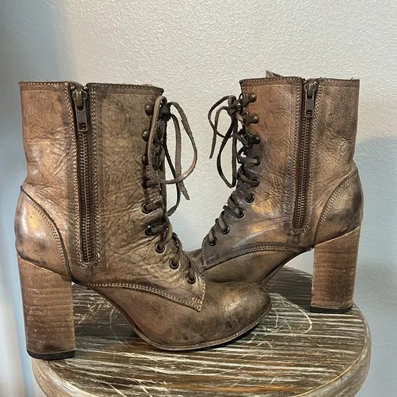 Freebird By Steven Hollis Lace Up Leather Heeled Boots