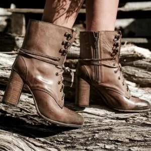 Freebird By Steven Hollis Lace Up Leather Heeled Boots
