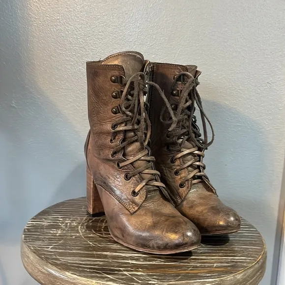 Freebird By Steven Hollis Lace Up Leather Heeled Boots