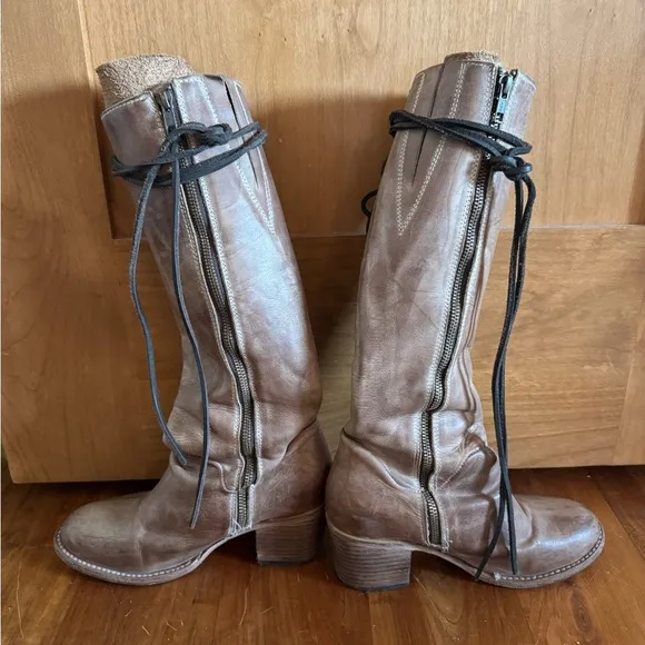 FREEBIRD Chapelle: Brown Leather Lace-Up Boots