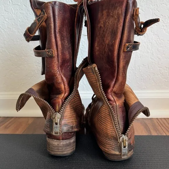 FREEBIRD RAVI Copper Multi Brown Leather Lace-Up Combat Boots