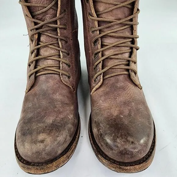 FREEBIRD BY STEVEN CHARLIE WOMENS BOOTS US 7 BROWN DISTRESS LACE-UP COMBAT BOOT