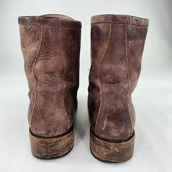 FREEBIRD BY STEVEN CHARLIE WOMENS BOOTS US 7 BROWN DISTRESS LACE-UP COMBAT BOOT