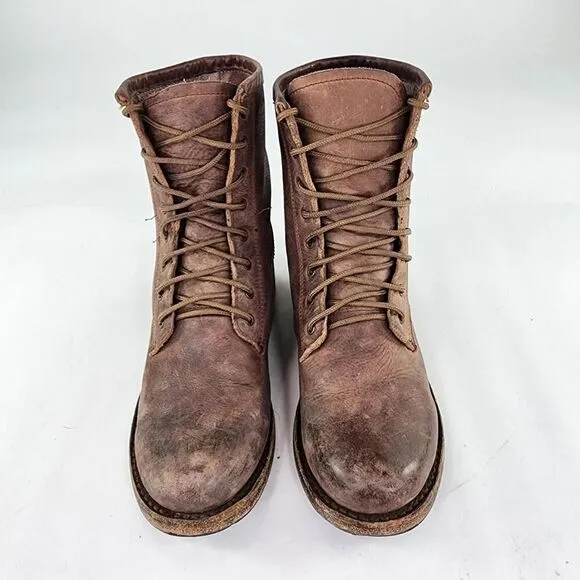 FREEBIRD BY STEVEN CHARLIE WOMENS BOOTS US 7 BROWN DISTRESS LACE-UP COMBAT BOOT